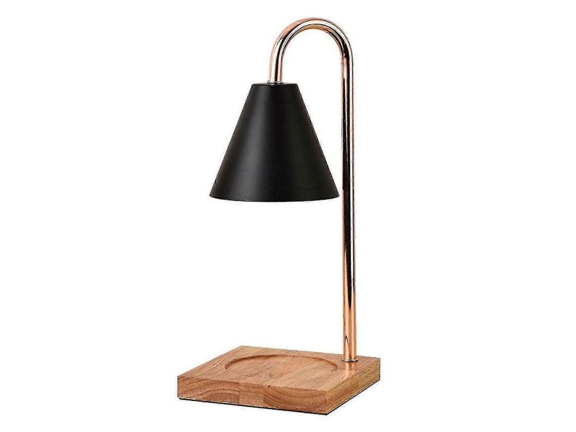 Lámpara de mesa ajustable para calentar velas y derretir cera perfumada con diseño moderno, logotipo negro.
