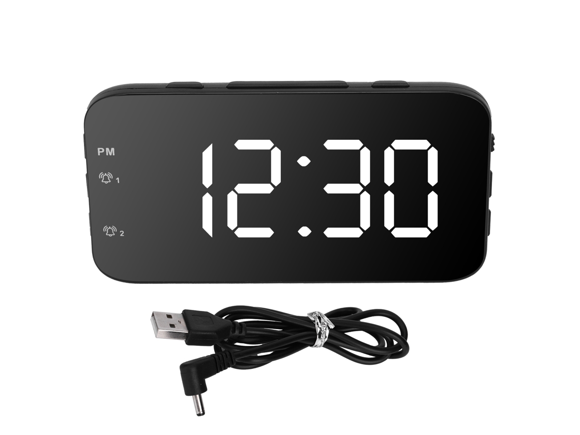 Despertador Digital Led Portátil Con Función De Repetición Para Dormitorio, Hogar Y Viajes - Blanco