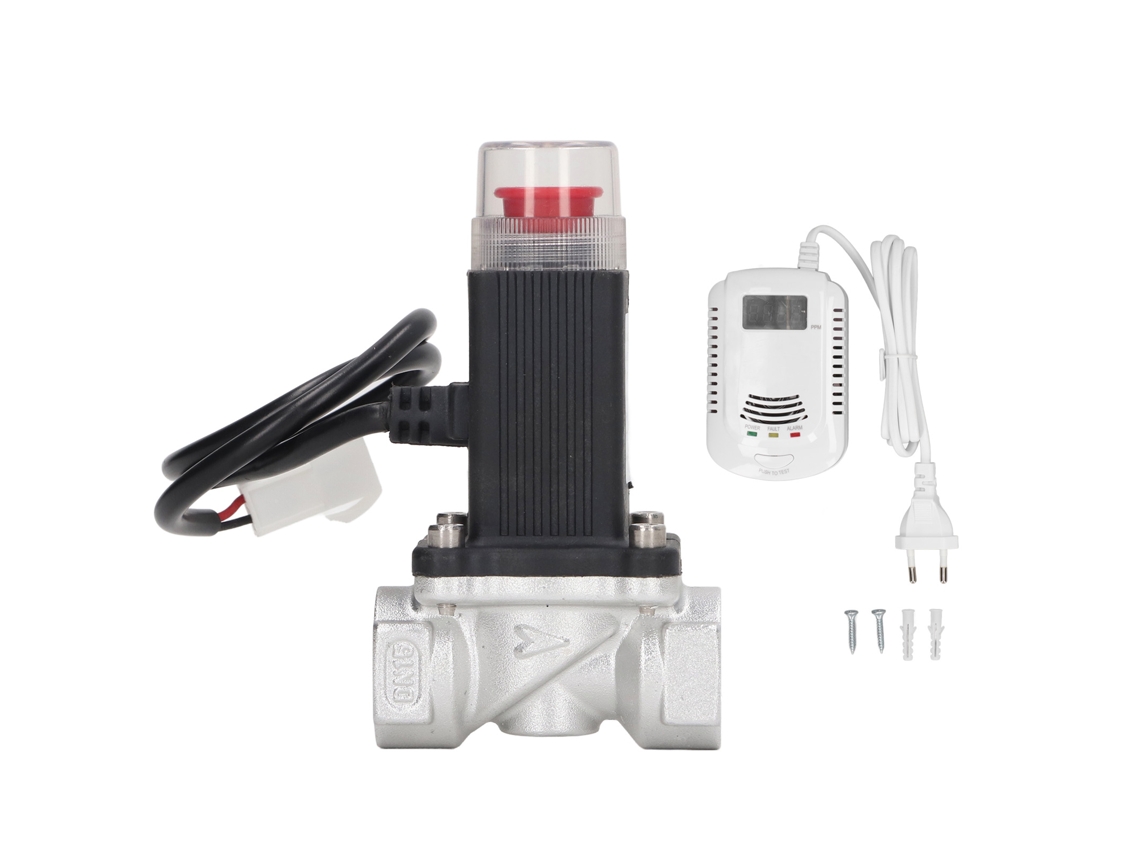 Controlador De Válvula De Gas Con Sensor De Fugas Y Alarma De Apagado Automático. Enchufe Europeo De 90-240 V Ca.