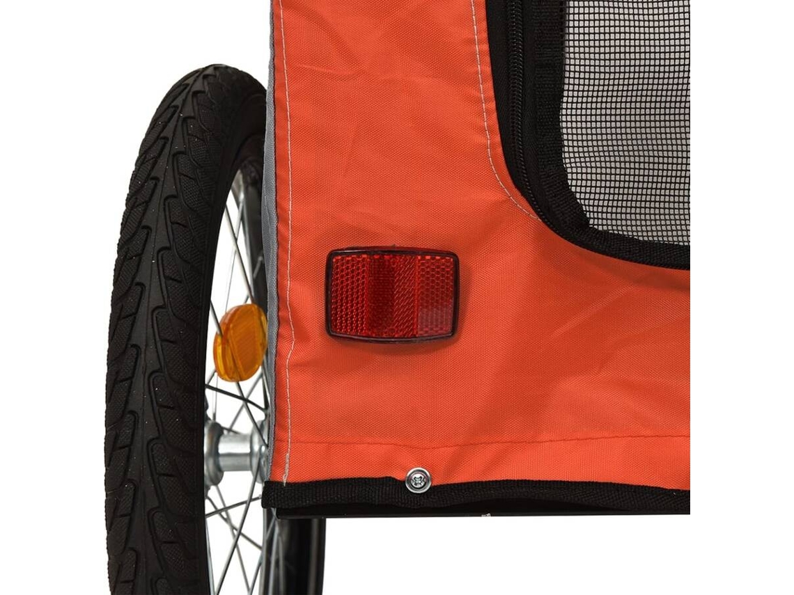 Remolque bicicleta para perros hierro tela Oxford naranja gris VIDAXL