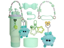 Juego de accesorios EIFSON de 8 piezas para la Copa Stanley de 40 oz / 30 oz con funda de silicona y llaveros (verde)