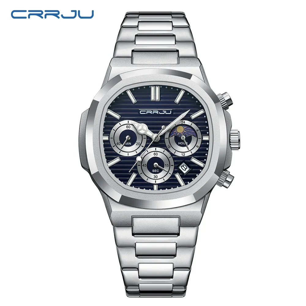 Reloj De Pulsera Clásico De Acero Inoxidable Para Hombre, Resistente Al Agua Y De Negocios, Color Azul Plateado.