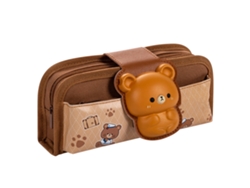 Estuche con bonito diseño de pato, cremallera y compartimentos interiores, ideal para estudiantes.
