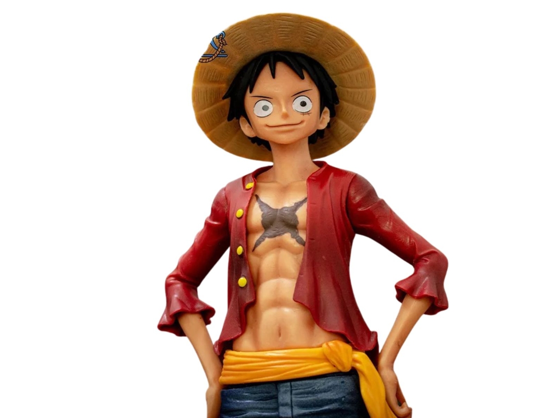 Estatua de Monkey D. Luffy de One Piece | 28 cm | Caras intercambiables | Sombrero de paja | Rey pirata | Sin caja
