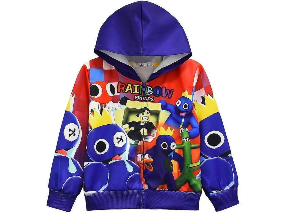 Chaqueta con capucha Rainbow Friends para niños, manga larga, primavera/otoño, cierre de cremallera, talla B, 8-9 años