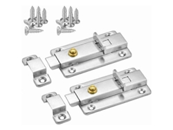 Pestillo Deslizante De Puerta, 4 Pulgadas, Acero Inoxidable Con Resorte Elástico Y Botón Automático (2 Paquetes Plata)