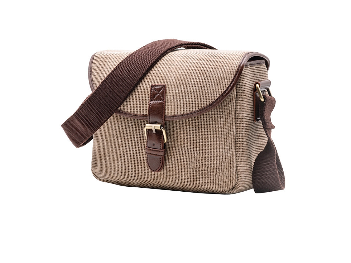 Bolsa De Cámara De Cuero Con Aceite De Cera Retro Resistente Al Desgaste Ligera Bandolera Khaki