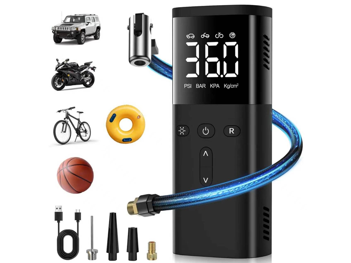 Inflador De Neumáticos Portátil De 150 Psi Con Pantalla Lcd Digital Y Luz Led. Czhhmart