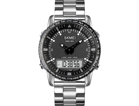 VEANXIN Reloj para Hombre Reloj Despertador con cronógrafo de Tres Tiempos de Acero Inoxidable Reloj Semanal-Plata