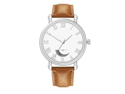 Reloj De Pulsera Sencillo De Aleación De Metal Para Hombre Con Esfera Redonda Y Movimiento De Cuarzo (marrón Claro Y Blanco).