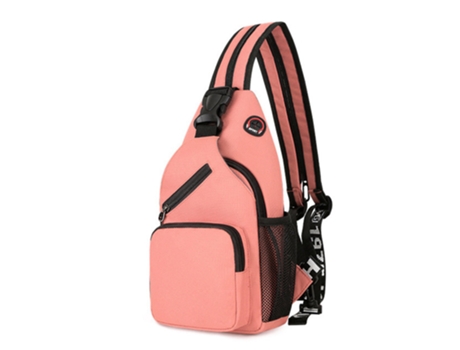 Mochila de ocio bolsa de mensajero de tela oxford mochila multifunción bolsa de pecho mochila impermeable de gran capacidad para mujer (rosa)