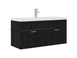 Armario de baño con puerta, roble negro, 100 x 38,5 x 46 cm