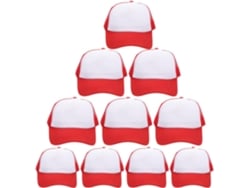 Paquete De 10 Gorras De Béisbol Unisex De Malla Roja En Poliéster Sublimado.