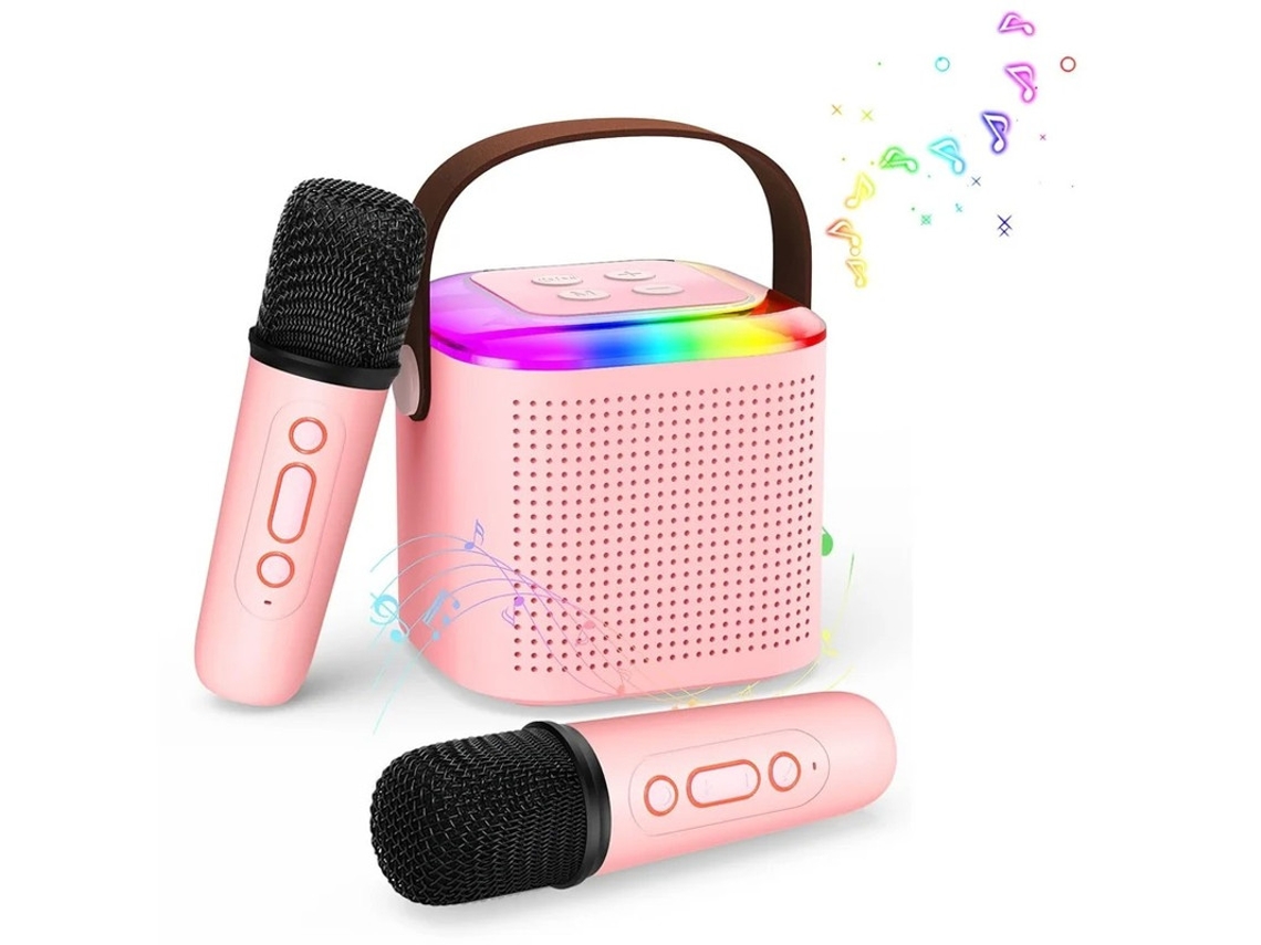 Mini máquina de karaoke para niños y adultos con altavoz portátil Bluetooth 5.3, máquina de karaoke con 2 micrófonos inalámbricos para Fe Yizhood
