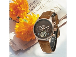 Reloj De Pulsera Automático Forsining Para Pareja Con Correa De Cuero Marrón Mujer