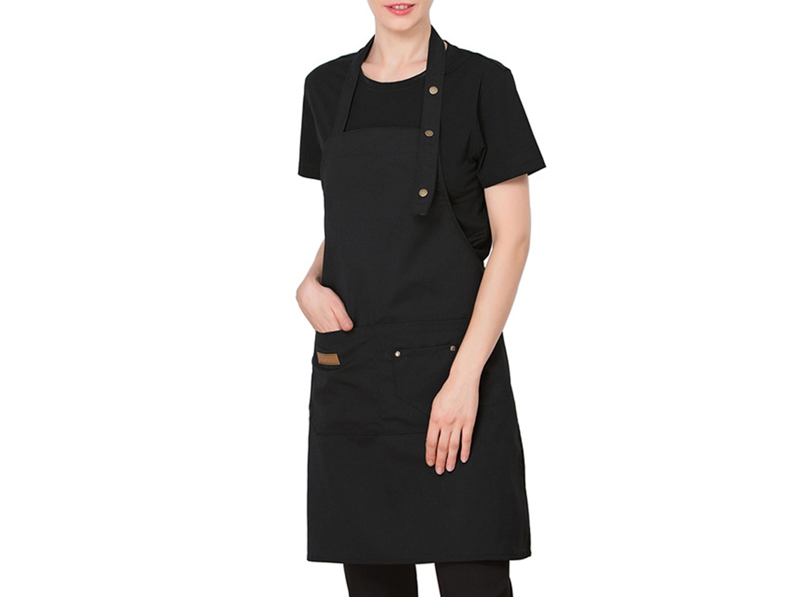 Bolsa ajustable de lona resistente al agua y al aceite con bolsillos para cocina, barbacoa, restaurante y uso personal. Unisex, color negro.