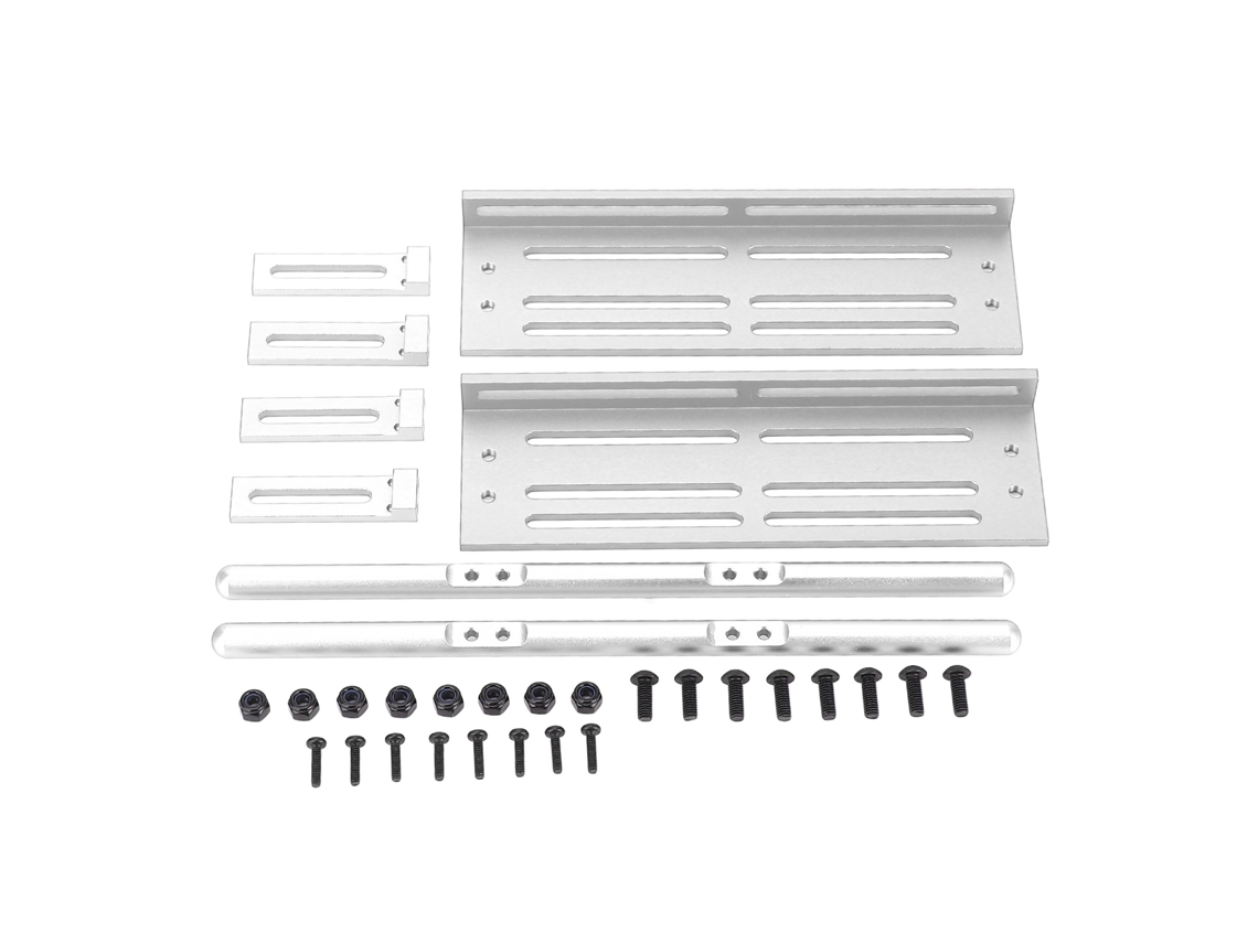 Pedales Ajustables Para Coche Rc Scx10 1/8 1/10 Crawler, Placa Lateral Anticolisión De Metal Plateado