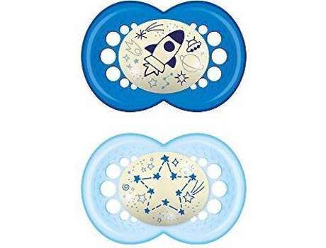 Conjunto 2 Chupetes MAM Original Night Azul (16+ meses)