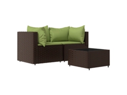 Maison Exclusive - Set Muebles De Jardín 3 Piezas Y Cojines Ratán Sintético Marrón