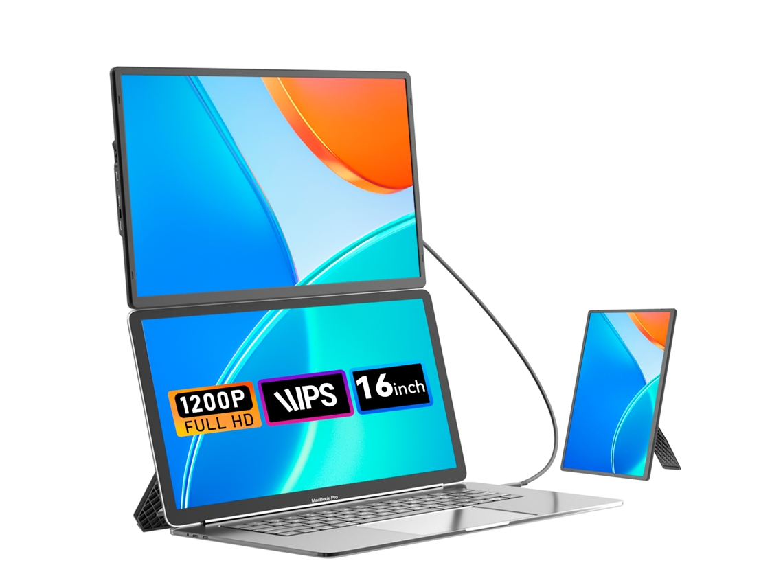 Monitor portátil Siaviala N2 de 16" | IPS 1920x1200 | Giro magnético de 360° | Ultrafino, 0,76 kg | Plug and Play USB-C | 200% de productividad