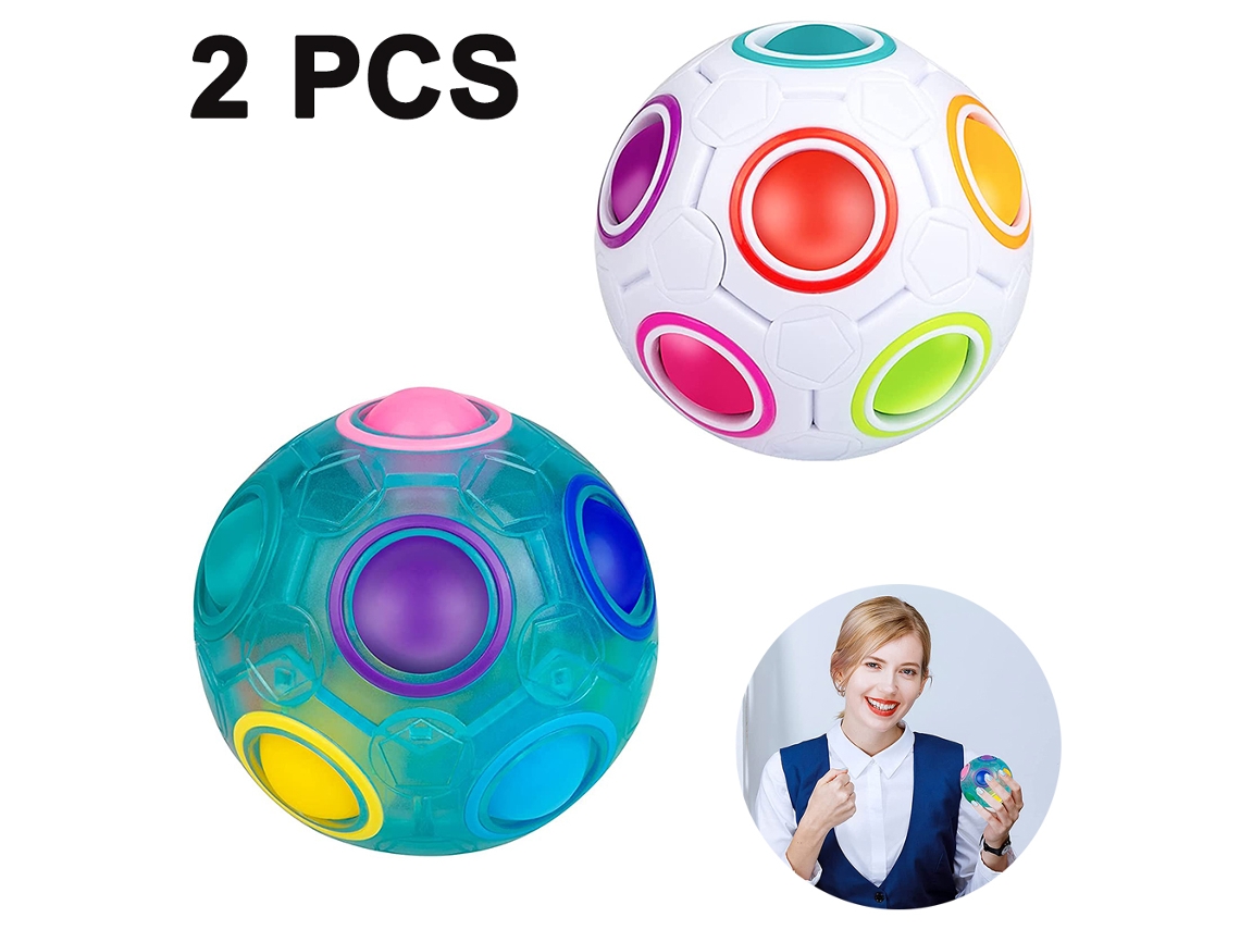 2 piezas Magic Rainbow Ball Magic Cube en Puzzle Ball Glow Color Match Puzzle Cube Brain Teasers Juegos Stress Fidget Toys Handheld-White JEDBESETZT
