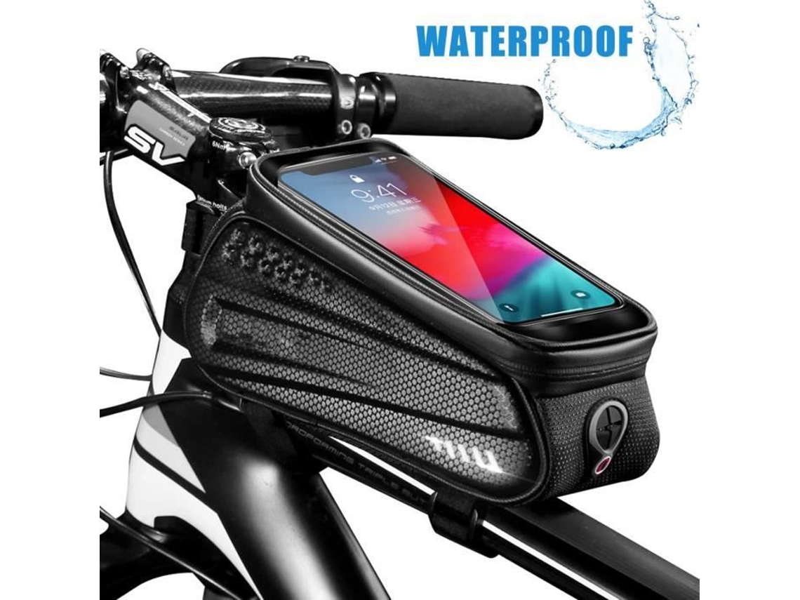 Bolsa impermeable para teléfono de bicicleta, soporte para bolsa de bicicleta con marco y manillar de pantalla táctil sensible, bolsa para bicicleta MTB para 6,5