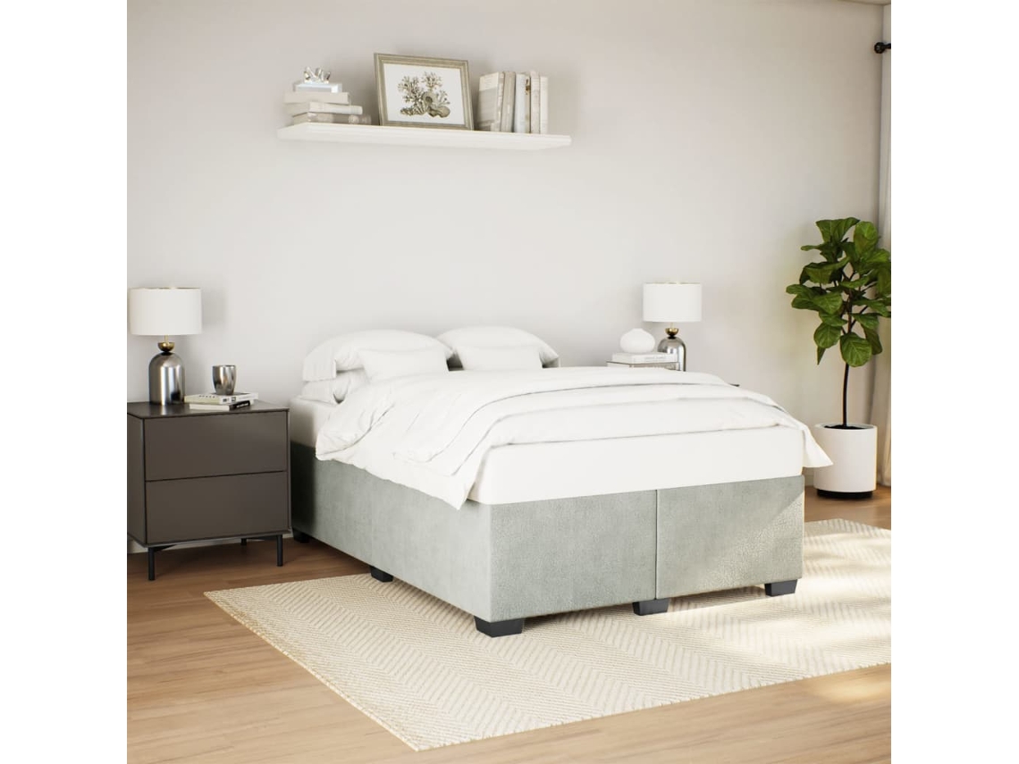 Estructura De Cama Sin Colchón Terciopelo Gris Claro 140x190 Cm