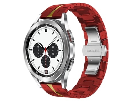 Correa de reloj inteligente para Samsung Galaxy Watch4 / Watch4 Classic Armor Correa de metal de acero inoxidable (rojo + dorado)
