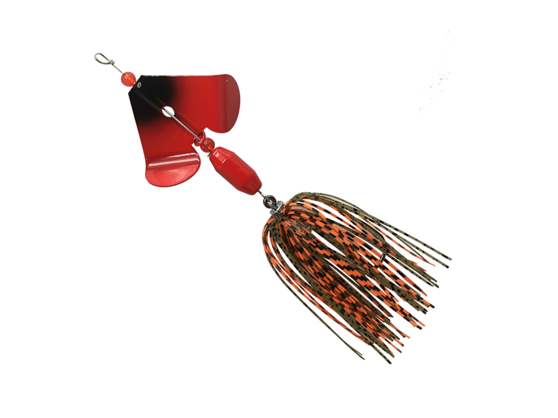 Señuelo giratorio (rojo) con paletas de engranaje, apto para la pesca.