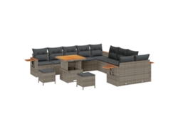 Conjunto 13 De Sofá De Jardín Con Cojines Vidaxl Gris Poliratán Acacia
