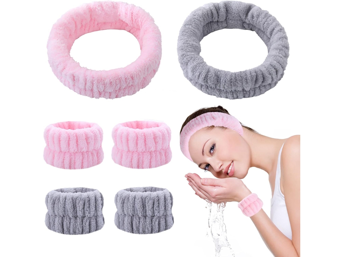 Vendas Faciales Elásticas Rosas/grises, Para Spa/maquillaje/baño.