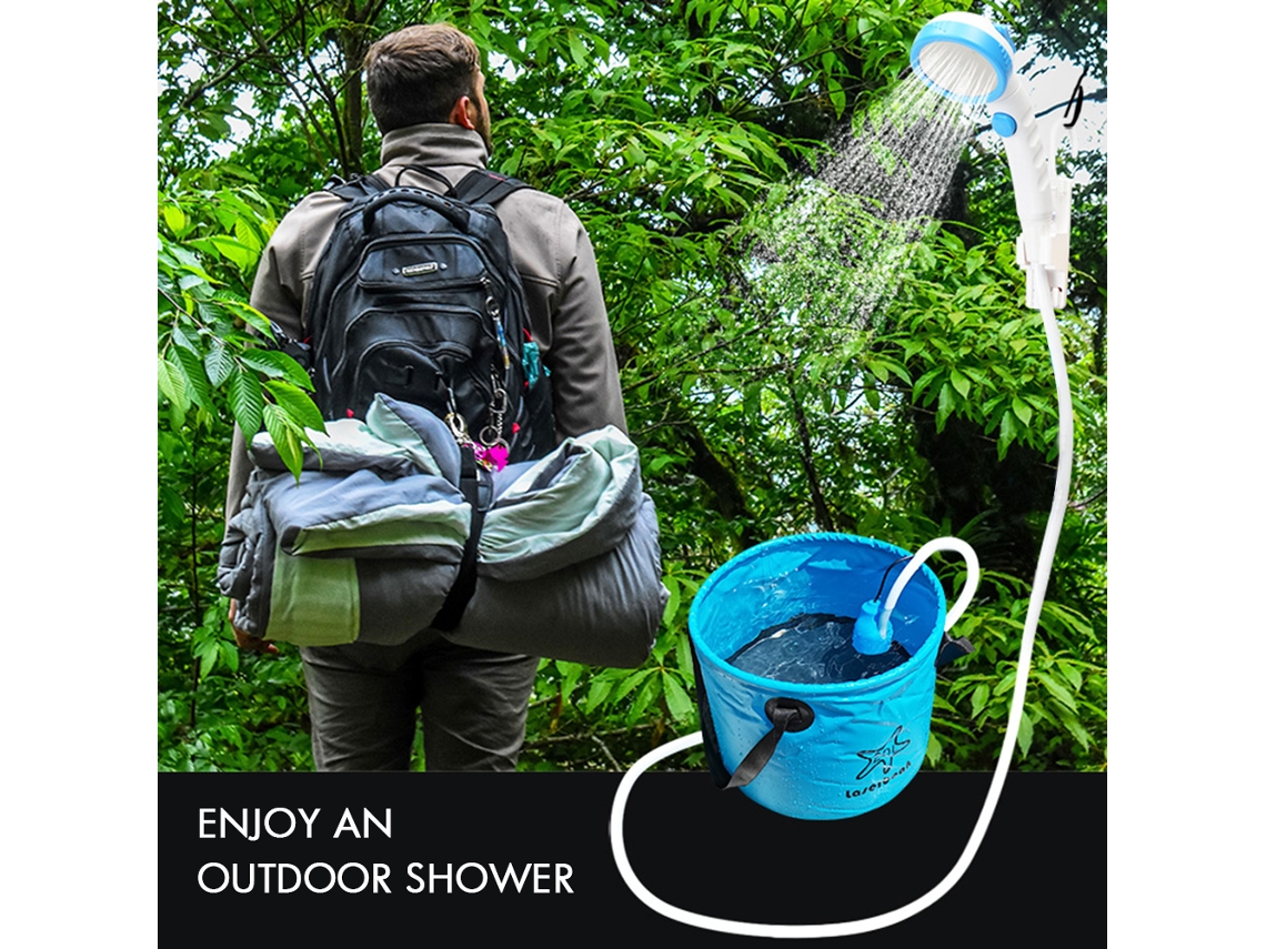 Duche Portátil De Camping Para Exterior Com Bomba E Balde 20l Para Camping, Praia, Hiking E Limpeza De Pets