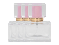 3 Frascos De Perfume De Vidrio Vacíos Con Pulverizador En Rosa, Negro Y Dorado De 30 Ml.