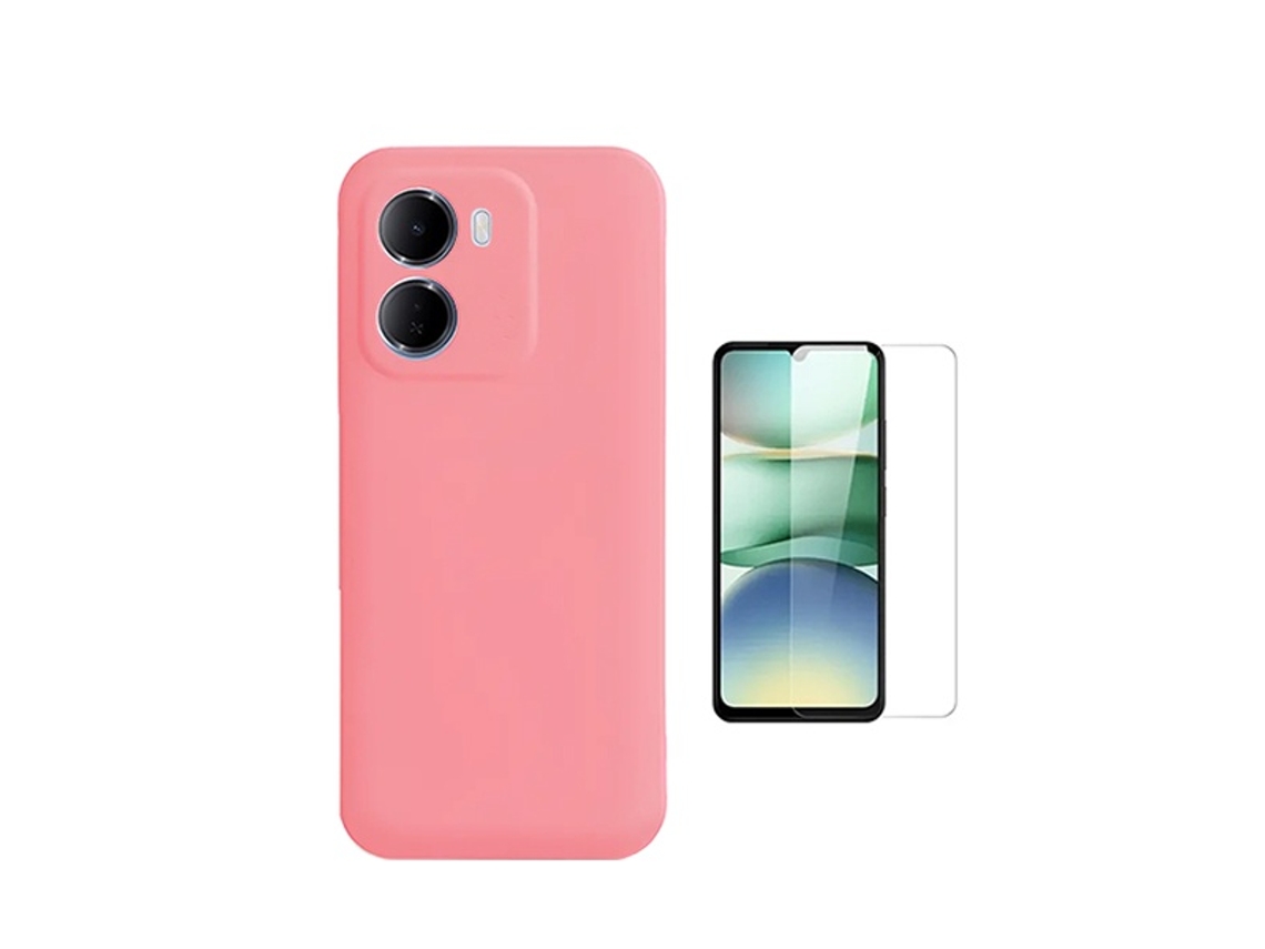 Kit De Cristal Templado Clearglass Funda De Silicona Líquida Phonecare Para Xiaomi Redmi 15a 5g - Rosa