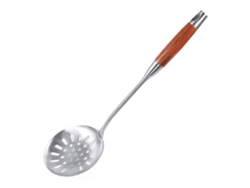 VYLARA Colher Com Fenda Para Cozinhar E Fritar, Colher Para Fritar Com Cabo Longo De Madeira, Escumadeira De Aço Inoxidável 304 Com Design De Drenagem Rápida