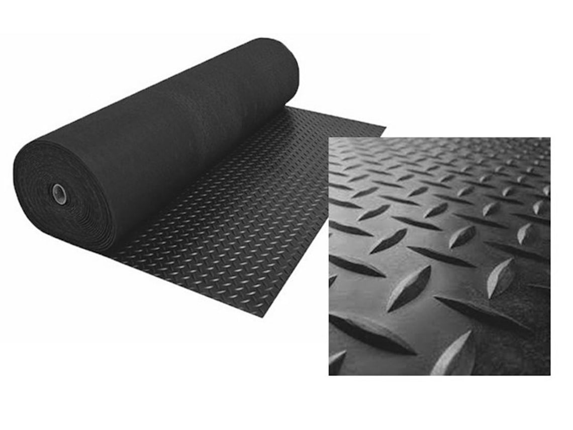 Suelo Goma - Estrias Negro - 1mm - 100x250cm - Composición 100% PVC - Suelo Caucho - Suelo PVC - Suelo Protector