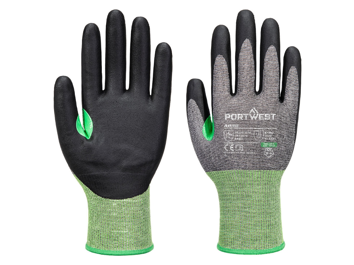 Guante de nitrilo anticorte CS Cut C18, protección y precisión, gris y negro, talla M, Portwest