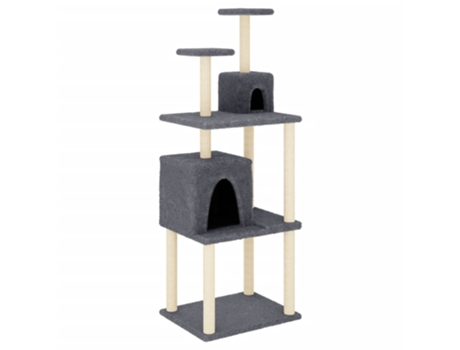 Rascador para gatos con postes de sisal gris oscuro VIDAXL (167 cm)