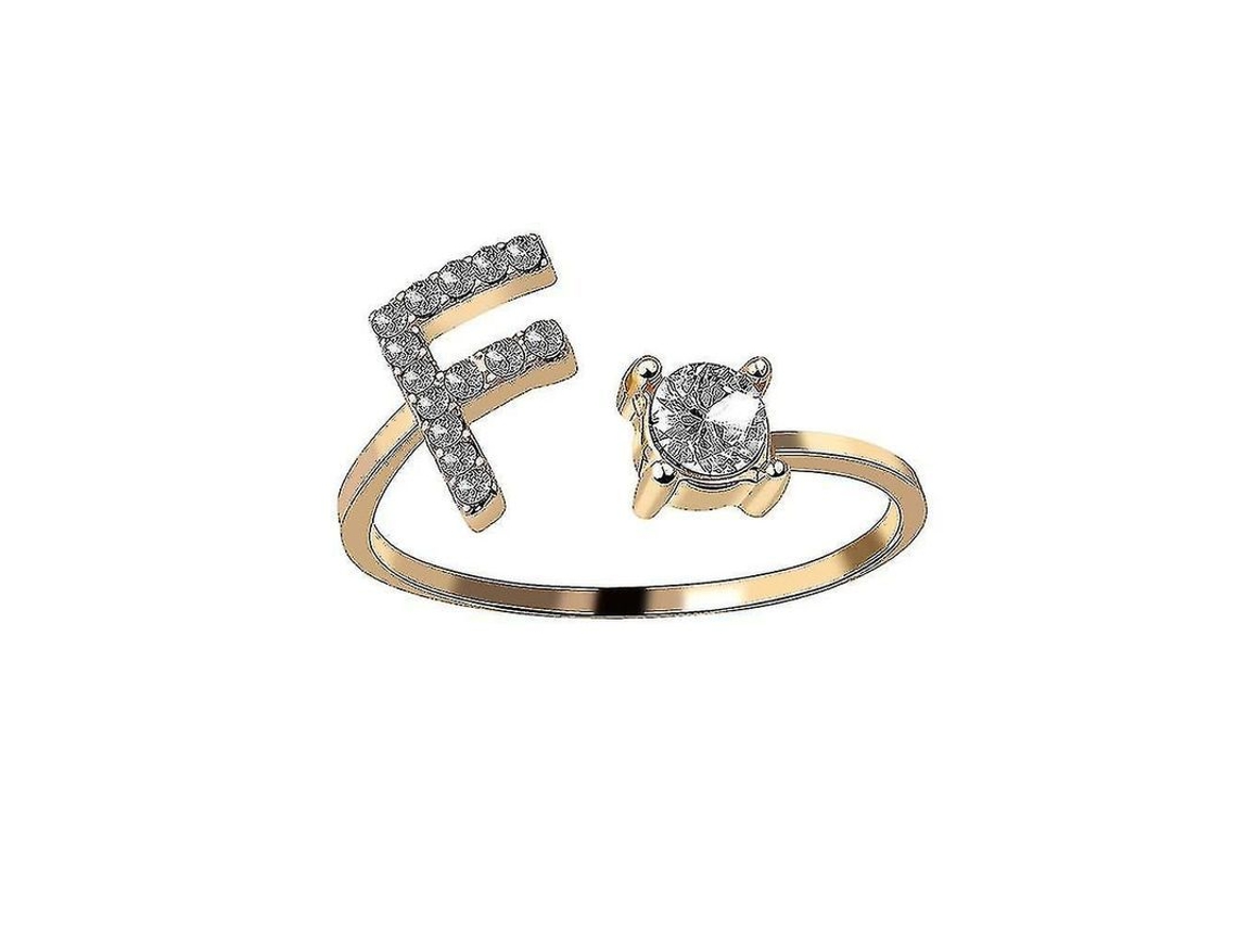Anillo Ajustable De Metal Chapado En Oro Con Iniciales, Alfabeto Para Nombres.