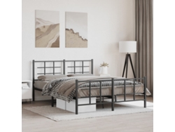 Estructura Cama Sin Colchón Con Estribo Metal Negro 150x200 Cm