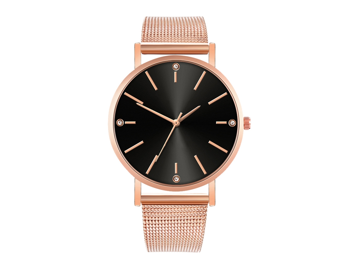 Reloj De Moda Para Parejas Con Correa De Malla Dial Redondo Cuarzo
