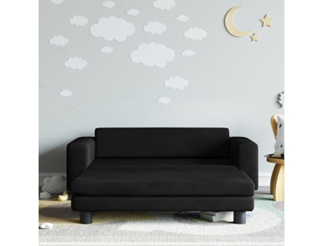 MAISON EXCLUSIVE Sofá para niños con reposapiés terciopelo negro 100x50x30 cm