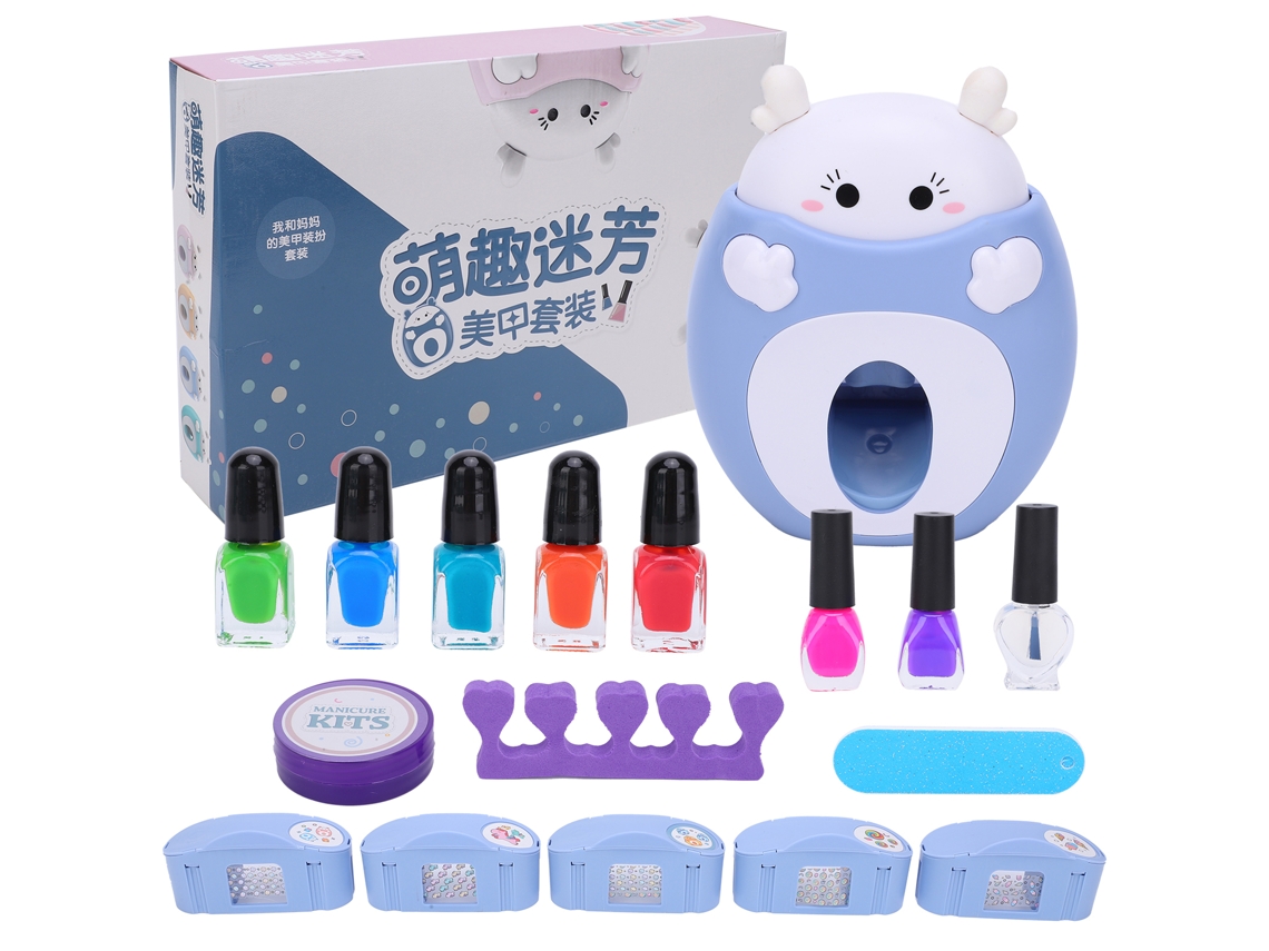 Kit De Maquillaje De Uñas Para Niñas Juguete De Manicura Con Sellador De Uñas Set De Esmaltes De Uñas Infantiles Azul