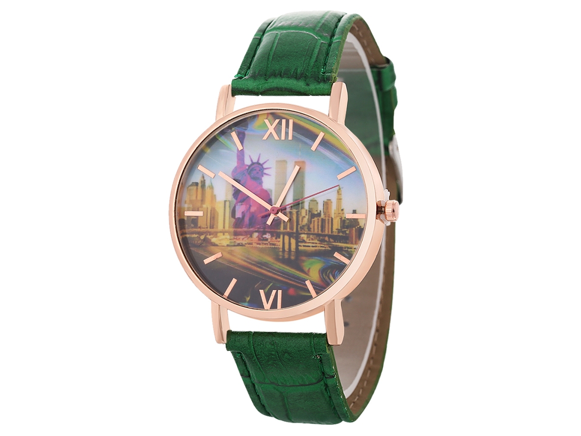 Elegante Reloj De Pulsera De Cuarzo Unisex Para Parejas, Regalo Informal De Moda, Color Verde.