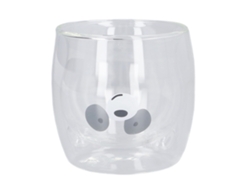 Taza de cristal de doble pared, 250 ml, diseño de osito de peluche, resistente al calor.