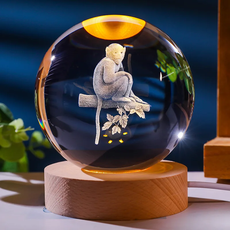 (luz Fría) Lámpara De Noche Con Forma De Bola De Cristal, Lámpara Esculpida En 3d, Decoración Del Hogar.