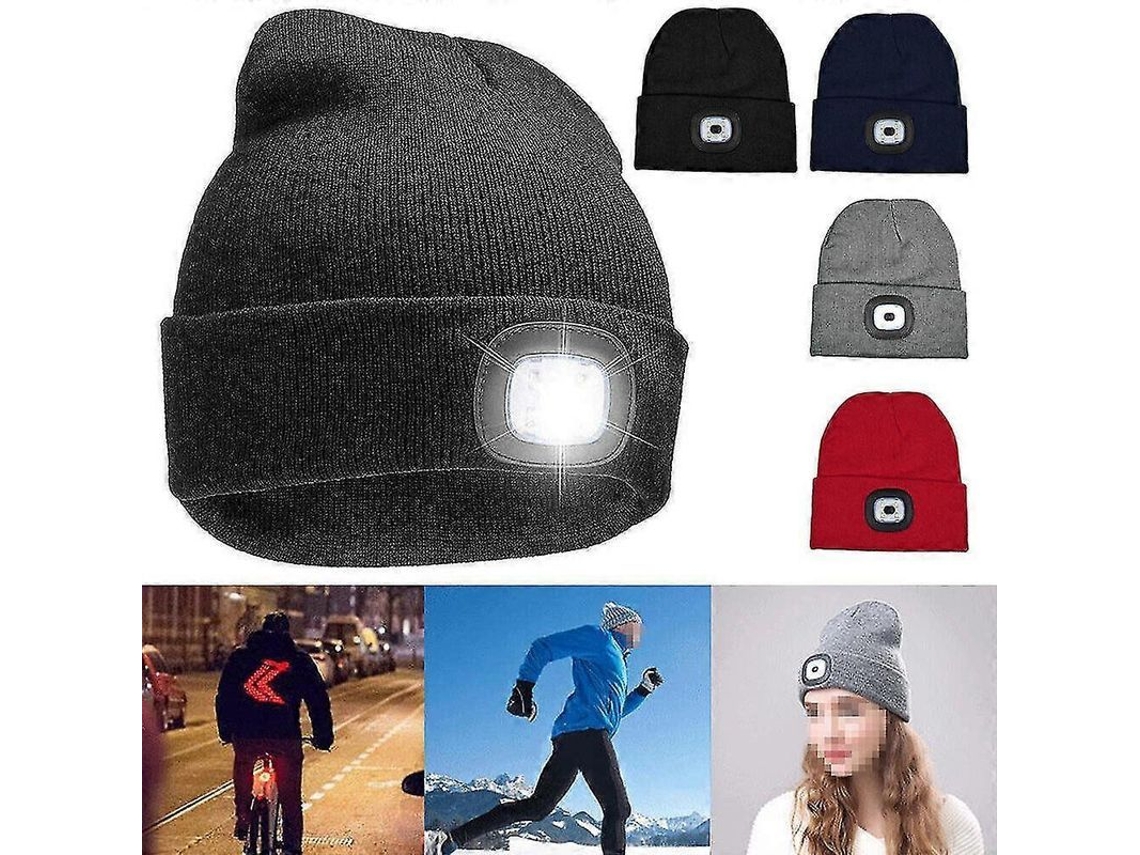 2026-gorro De Lana Con Luz Led Recargable Usb Unisex Para Caza Camping Senderismo Invierno