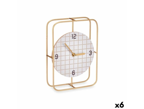 Reloj de Mesa A cuadros Negro Metal Madera MDF 18,5 x 25,5 x 6 cm (6 Unidades)