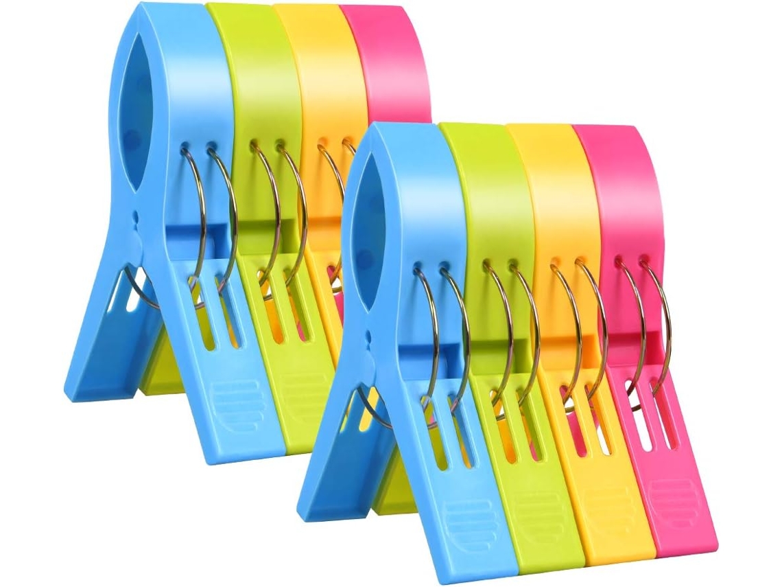 Clip Ropa Grandes 8 Pcs, Plástico Colorido Para Toallas
