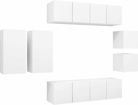 Conjunto 8 de mueble para TV de VIDAXL madera contrachapada blanco